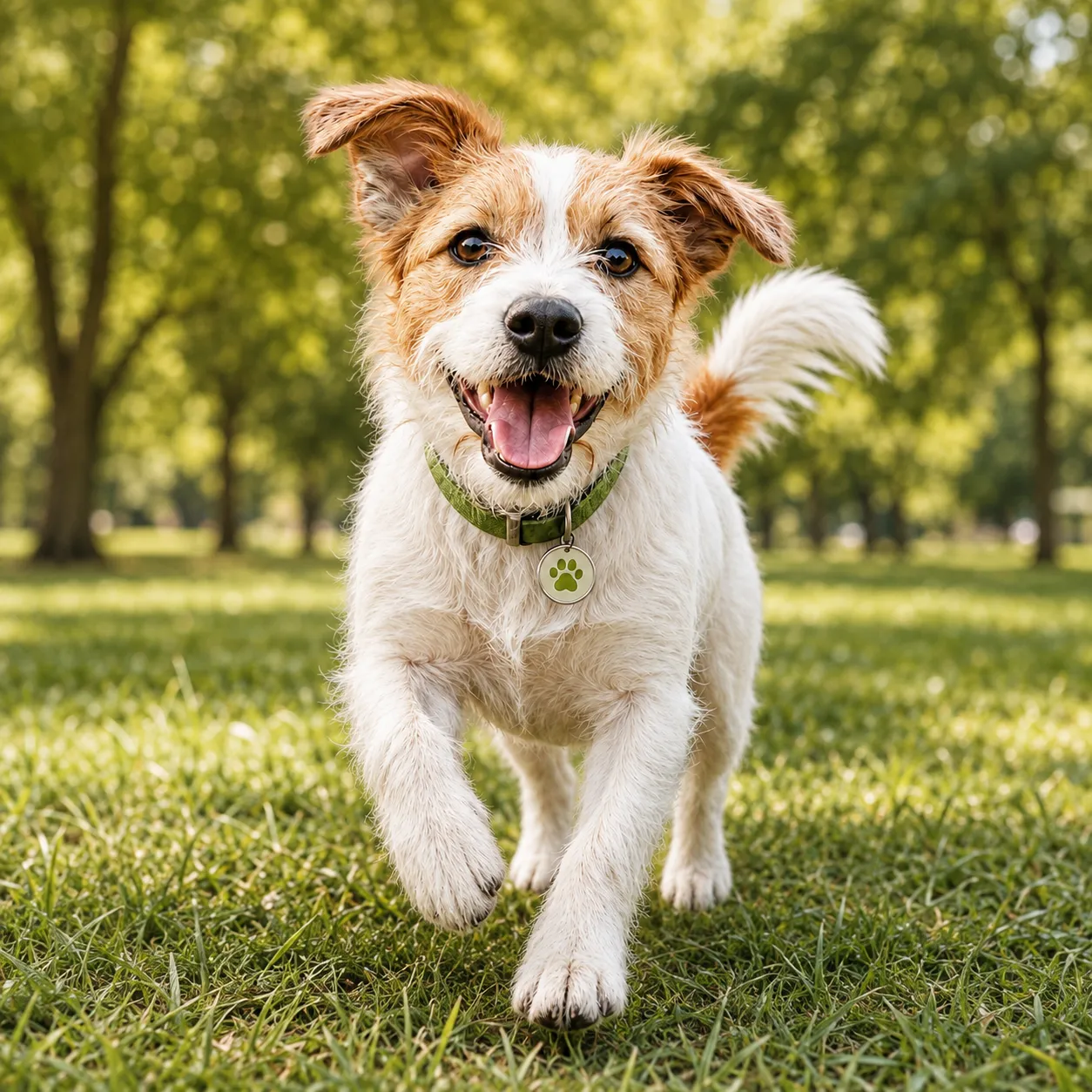 Perro feliz jugando en el parque tras el verano